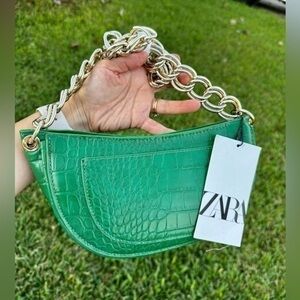 ZARA half moon shaped shoulder bag animal print